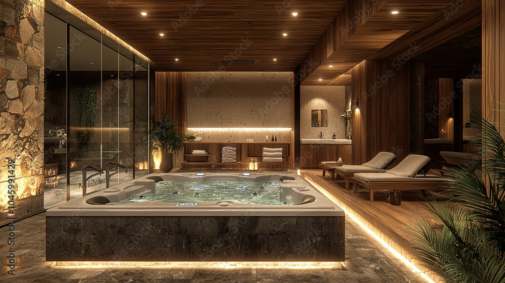 Obraz premium A serene hotel spa with a sleek modern design