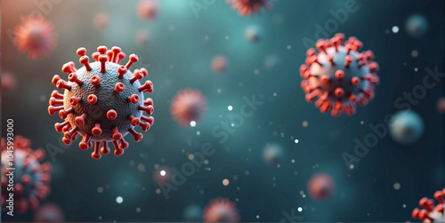 Colorful depiction of a virus, submicroscopic infectious agent replicating inside living cells photo