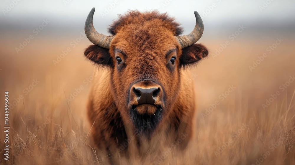 A solitary bison stands in a golden grassland, epitomizing resilience, strength, and solitary beauty against a backdrop of endless earthy tones and natural expanse. A solitary bison stands in a golden grassland, epitomizing resilience, strength, and solitary beauty against a backdrop of endless earthy tones and natural expanse.