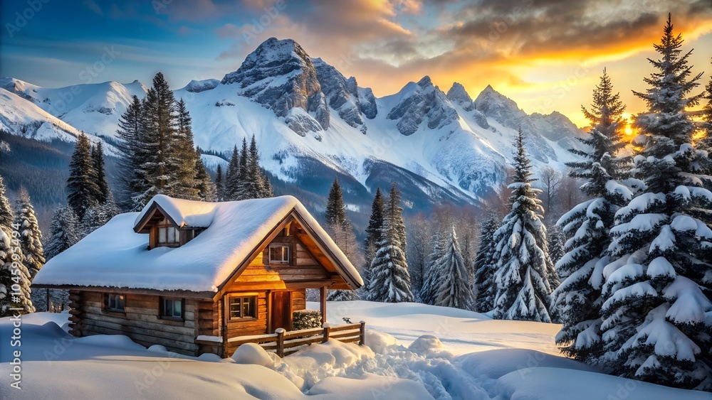 Winter cabin in the mountains Winter cabin in the mountains