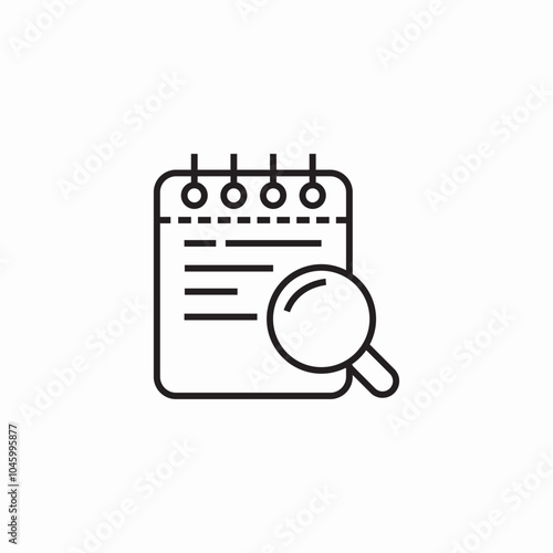 notepad search icon sign vector