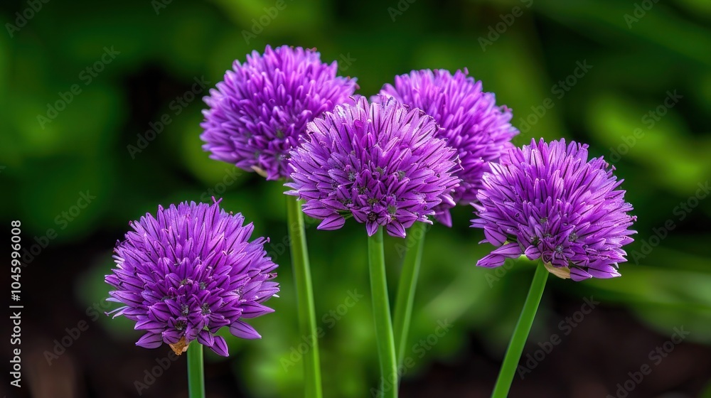 Top View of Purple Chive Flowers in the Garden Top View of Purple Chive Flowers in the Garden