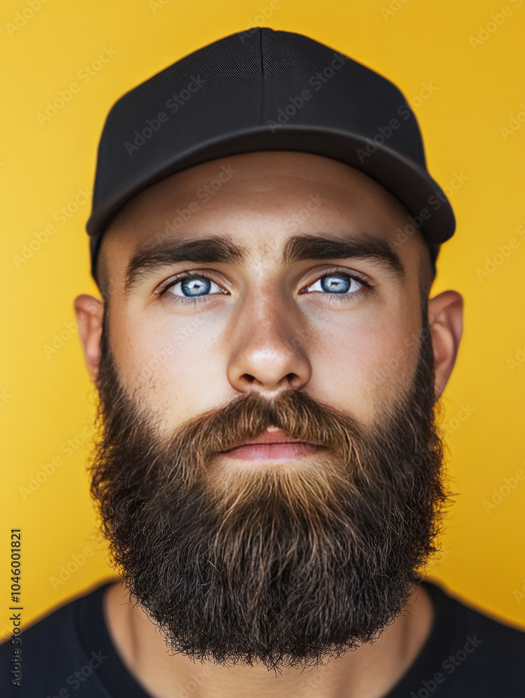 Portrait of man with long Beard and Cap looking at Camera Portrait of man with long Beard and Cap looking at Camera