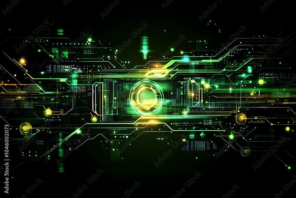 A futuristic circuit board design in festive New Year colors, featuring intricate digital technology elements, glowing lights, and advanced geometric patterns for a modern tech aesthetic.
A futuristic circuit board design in festive New Year colors, featuring intricate digital technology elements, glowing lights, and advanced geometric patterns for a modern tech aesthetic.