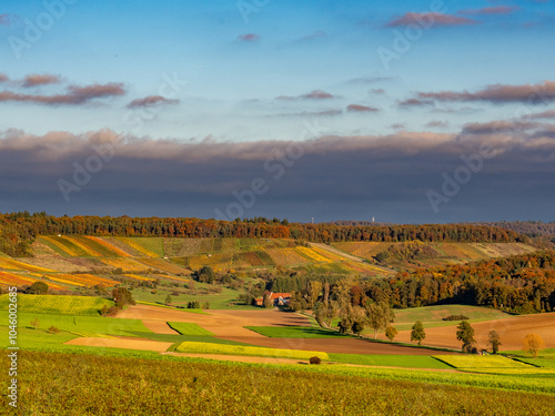 Agrarlandschaft un Weinberge im Herbst