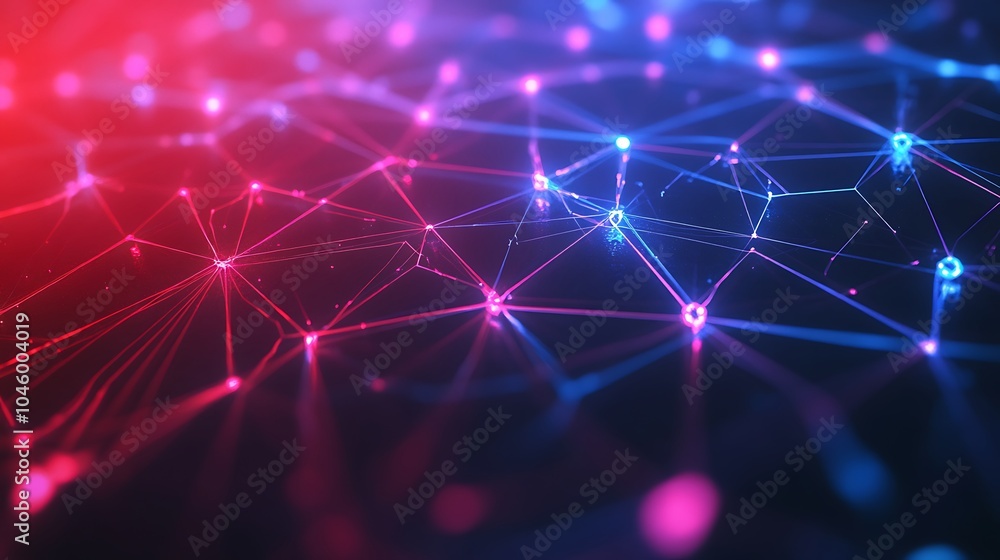 High-Tech Glowing Network of Dots and Lines in Futuristic Design Illustration High-Tech Glowing Network of Dots and Lines in Futuristic Design Illustration