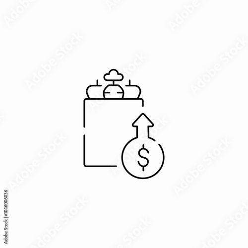 shopping price growth icon sign vector