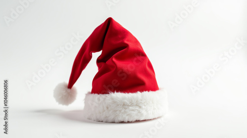 Red santa hat centered on a simple white background