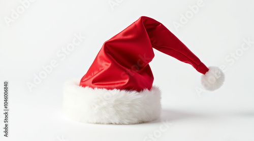 Red santa hat centered on a simple white background