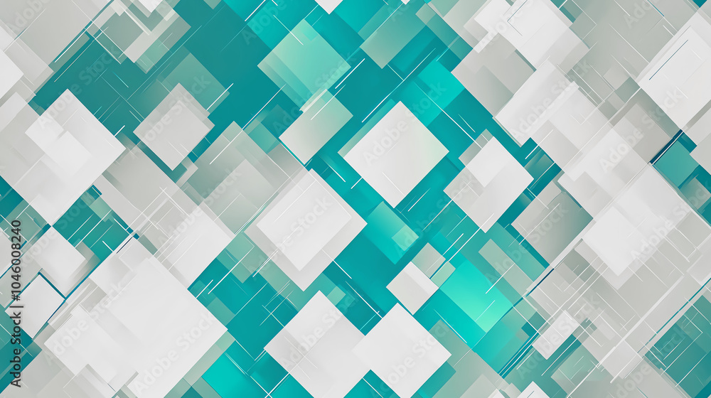 Modern Cubist Design With Translucent Cubes in a Teal and White Harmony Modern Cubist Design With Translucent Cubes in a Teal and White Harmony