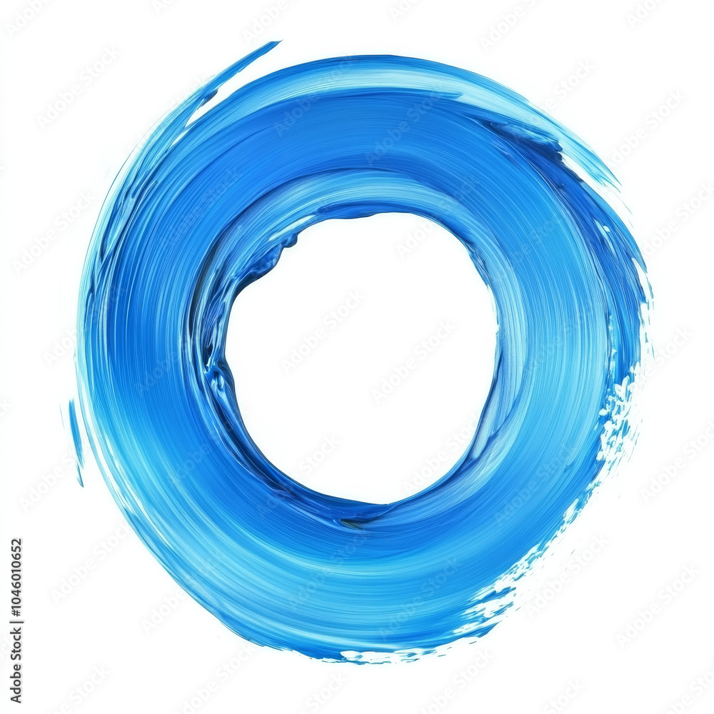 A gentle sky blue paint stroke creating a circular design, symbolizing peace and clarity, isolated on a white background A gentle sky blue paint stroke creating a circular design, symbolizing peace and clarity, isolated on a white background