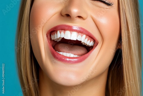 Hyper-realistic close-up of a person laughing joyfully, capturing the pure emotion and energy of living each day fully