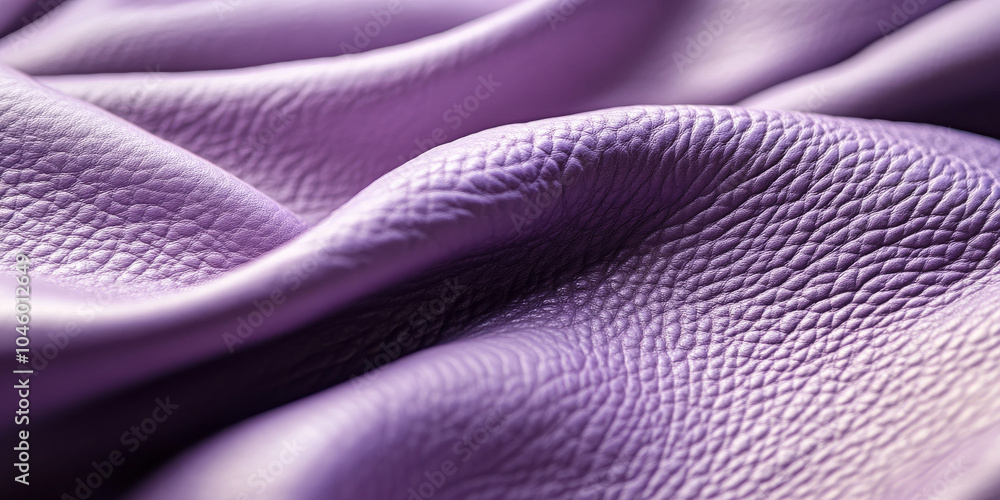 Textured close-up of lavender leather, showcasing its soft, luxurious surface and fine wrinkles, emphasizing the elegance and richness of genuine leather Textured close-up of lavender leather, showcasing its soft, luxurious surface and fine wrinkles, emphasizing the elegance and richness of genuine leather