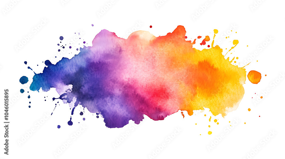 Fototapeta premium Colorful watercolor stain isolated on a white background AI