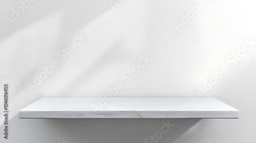 Empty wooden white table over white wall background product display montage High quality photo