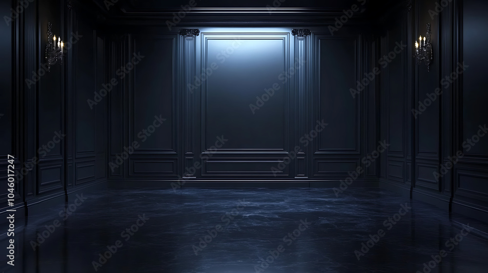 Empty elegant dark room at night with copy space Empty elegant dark room at night with copy space