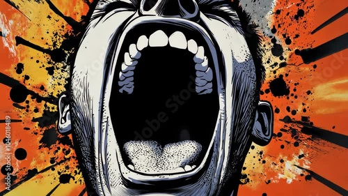 Composite collage image of angry mouth annoyed man bullying trolling argument billboard comics zine minimal Video