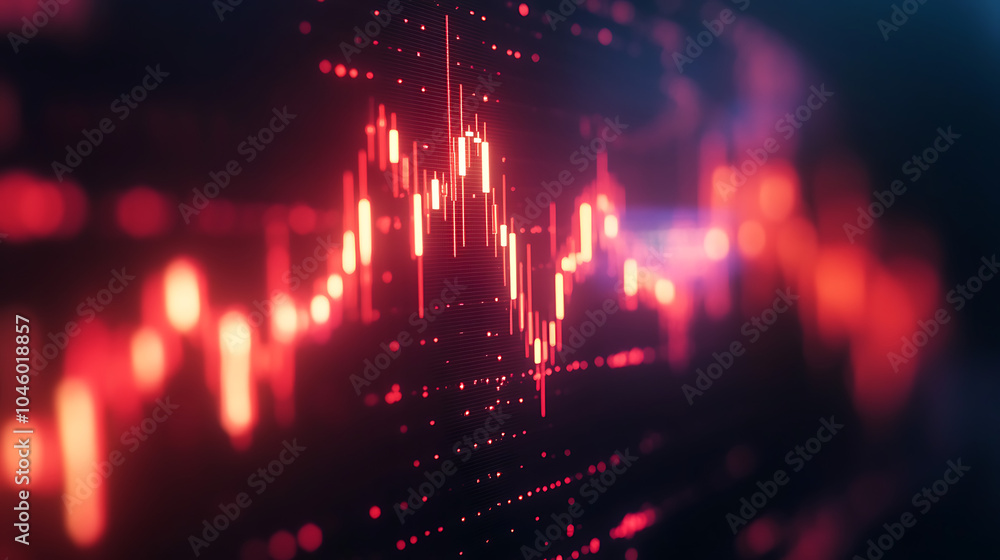 Digital display options chart stock market glowing on a dark background Growth graph Digital display options chart stock market glowing on a dark background Growth graph