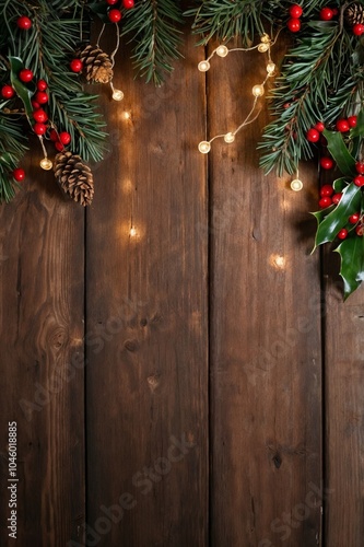 christmas decoration on wood background