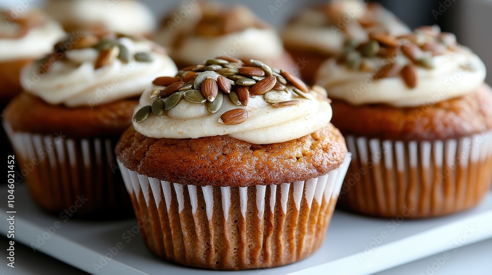Delicious pumpkin cupcakes topped with creamy frosting and a sprinkle of seeds, offering a seasonal treat perfect for autumn gatherings and celebrations. Delicious pumpkin cupcakes topped with creamy frosting and a sprinkle of seeds, offering a seasonal treat perfect for autumn gatherings and celebrations.