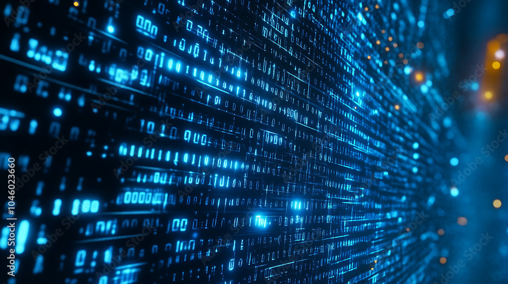 Blue digital binary data on computer screen background Blue digital binary data on computer screen background