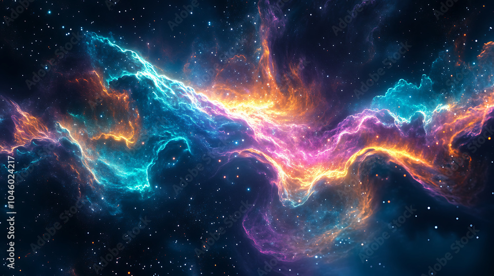 Abstract neon fractal wallpaper with space Abstract neon fractal wallpaper with space