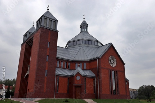 Church Roman Catholic built of red brick, Katowice Silesia, Poland.