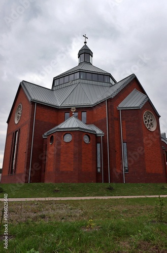 Church Roman Catholic built of red brick, Katowice Silesia, Poland.