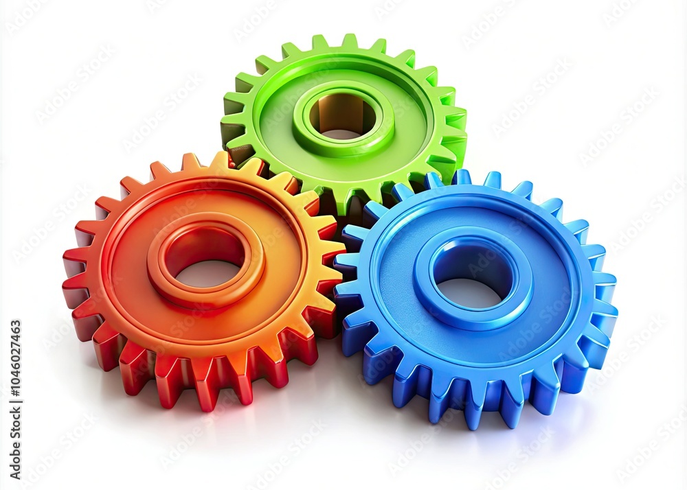 Three interconnected cog gears against a white background, representing mechanical engineering principles and the intricate workings of machinery and systems. Three interconnected cog gears against a white background, representing mechanical engineering principles and the intricate workings of machinery and systems.