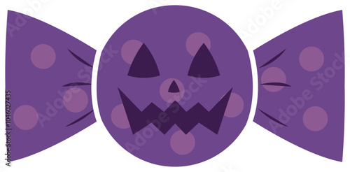 Purple jack-o-lantern candy wrapper for Halloween treats Vector