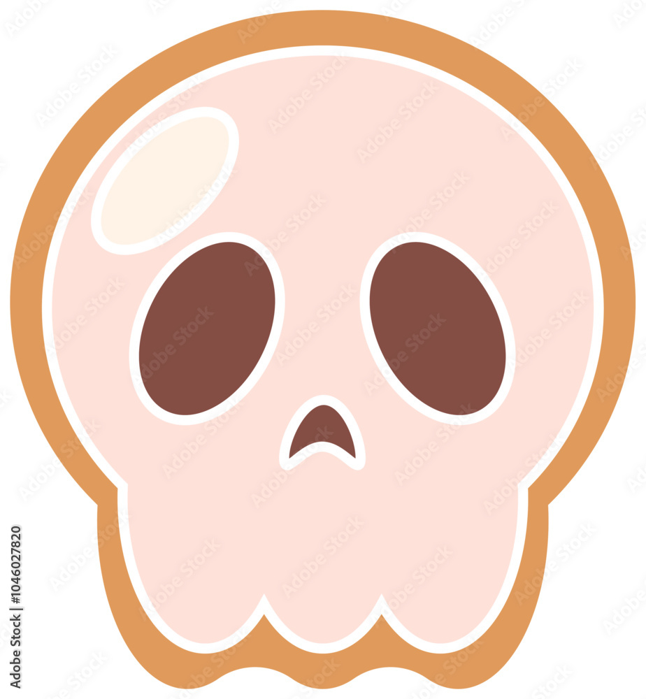 Cute skull-shaped Halloween cookie with soft colors Vector Cute skull-shaped Halloween cookie with soft colors Vector