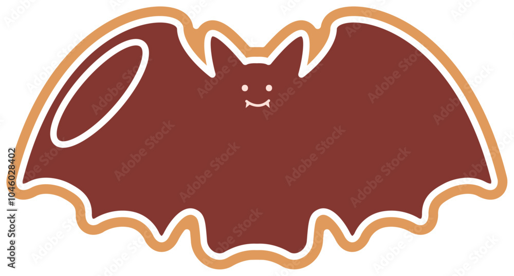 Bat-shaped Halloween cookie with brown and beige design Vector Bat-shaped Halloween cookie with brown and beige design Vector
