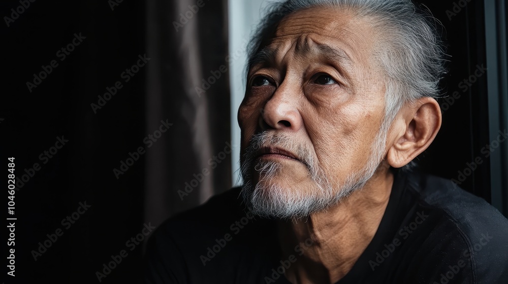 An elderly man with gray hair and a contemplative expression gazes thoughtfully through a window, portraying wisdom and introspection in a serene setting. An elderly man with gray hair and a contemplative expression gazes thoughtfully through a window, portraying wisdom and introspection in a serene setting.