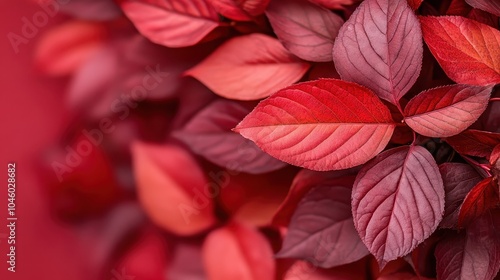 Wallpaper Mural An artistic arrangement of red leaves layered to form a captivating pattern, showcasing the structure and texture, with a blend of diverse red tones. Torontodigital.ca