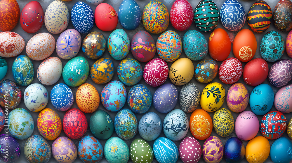 Colorful background of easter eggs collection easter celebration