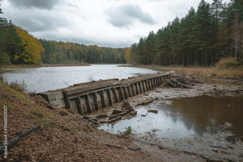 Wallpaper Mural Old broken dam collapsing in the forest river Torontodigital.ca