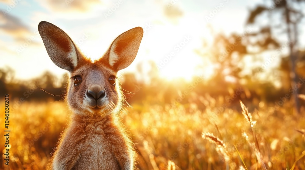A curious young kangaroo stands in a sunlit field, surrounded by golden hues and soft light, capturing the essence of nature and innocence. A curious young kangaroo stands in a sunlit field, surrounded by golden hues and soft light, capturing the essence of nature and innocence.