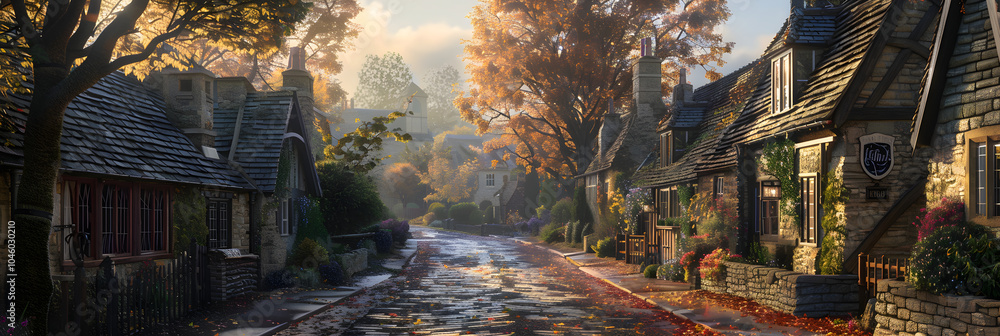 Quaint Stone Village under Dawn's Early Light - A Mystic Blend of History and Nature by JM Thorpe Quaint Stone Village under Dawn's Early Light - A Mystic Blend of History and Nature by JM Thorpe