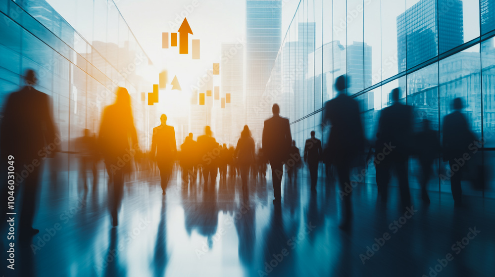 Group of business people silhouettes in modern office building and business network concept. Human resources with pastel innovation charts and graphs with statistics to analyze business Group of business people silhouettes in modern office building and business network concept. Human resources with pastel innovation charts and graphs with statistics to analyze business