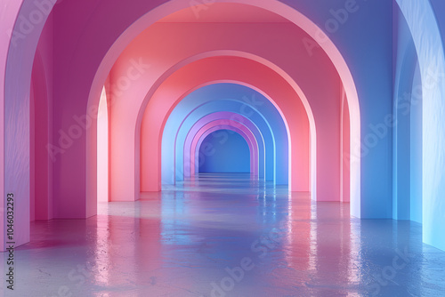 Arch design in a minimalist style, serving as an abstract wallpaper or background. Generative AI