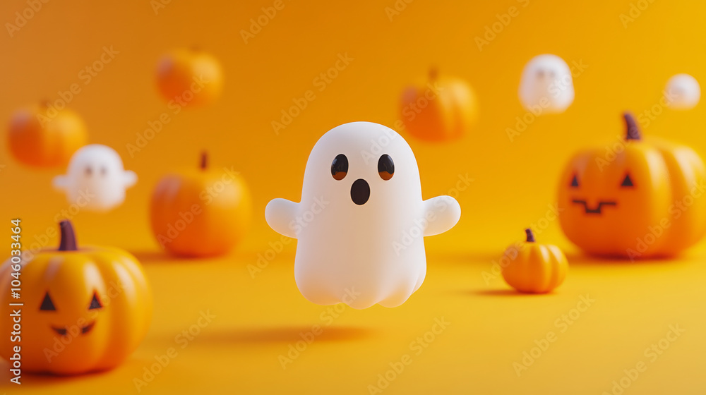 Cute Halloween theme background, There are ghost, pumpkin, Cartoon. Generative AI Cute Halloween theme background, There are ghost, pumpkin, Cartoon. Generative AI