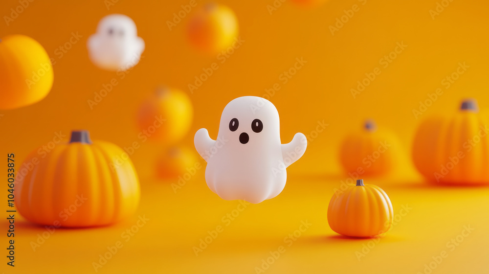 Cute Halloween theme background, There are ghost, pumpkin, Cartoon. Generative AI Cute Halloween theme background, There are ghost, pumpkin, Cartoon. Generative AI
