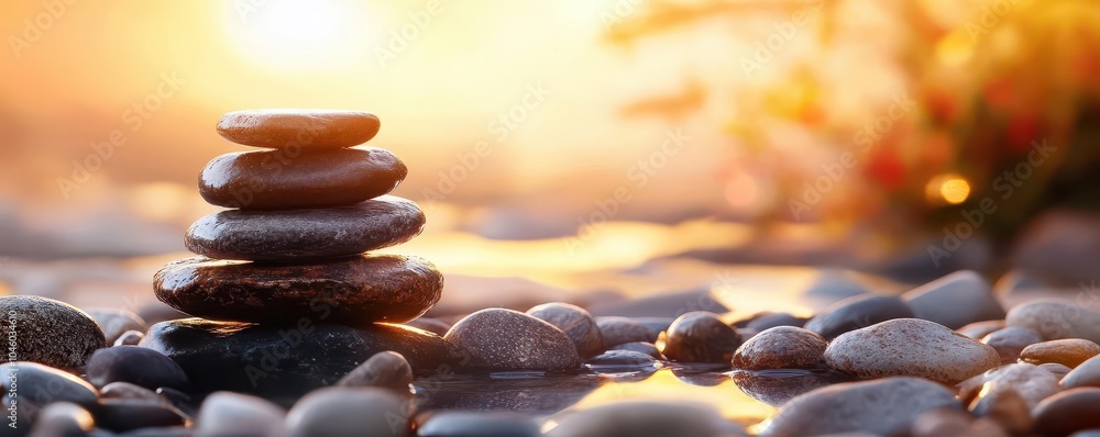 Obraz premium Mindfulness meditation, serene environment, vibrant colors, peaceful scenes, inviting