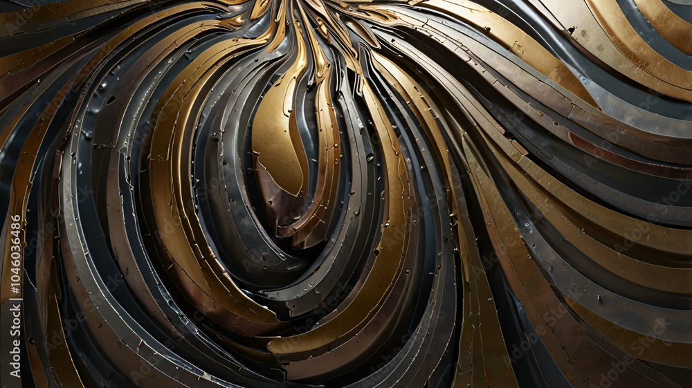 Radiating concentric waves with a glossy, metallic finish. Wallpaper Radiating concentric waves with a glossy, metallic finish. Wallpaper