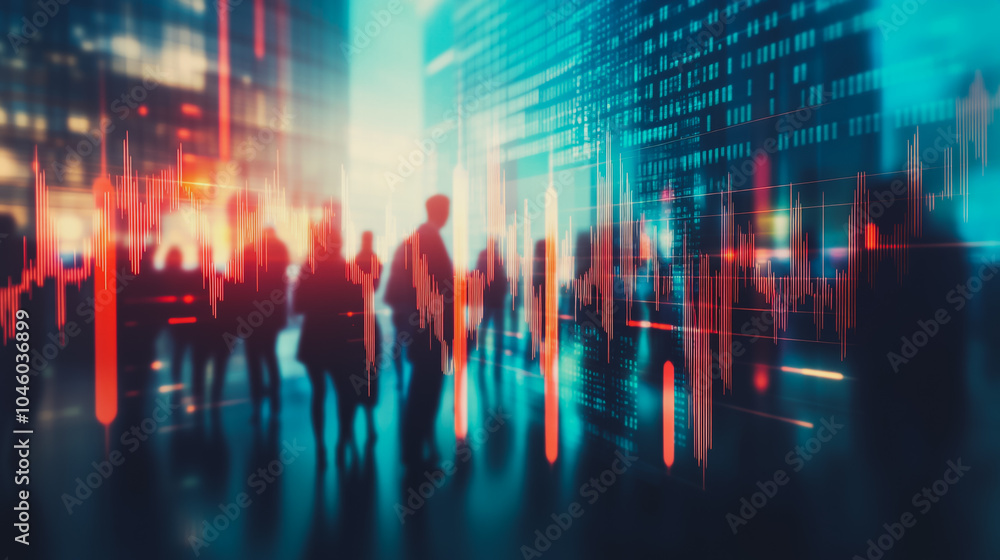 Group of business people silhouettes in modern office building and business network concept. Human resources with pastel innovation charts and graphs with statistics to analyze business Group of business people silhouettes in modern office building and business network concept. Human resources with pastel innovation charts and graphs with statistics to analyze business