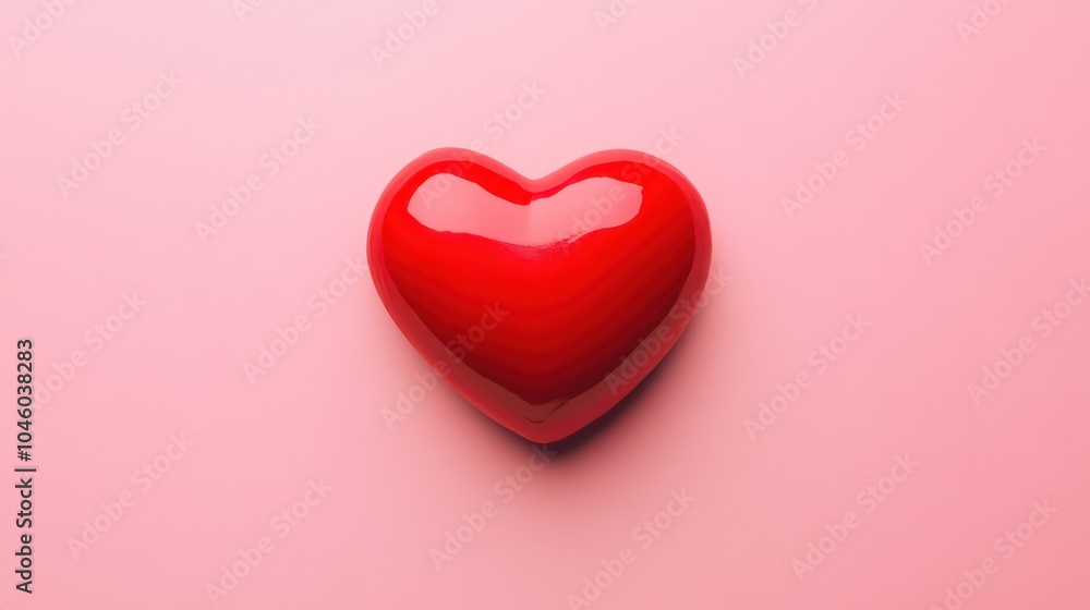 Bright red heart on a soft pink background, minimalist Bright red heart on a soft pink background, minimalist