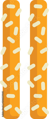 This vector illustration features two crispy pretzel sticks generously sprinkled with salt, ideal for showcasing snack concepts