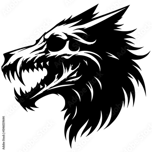 Wolf monster skull silhouette