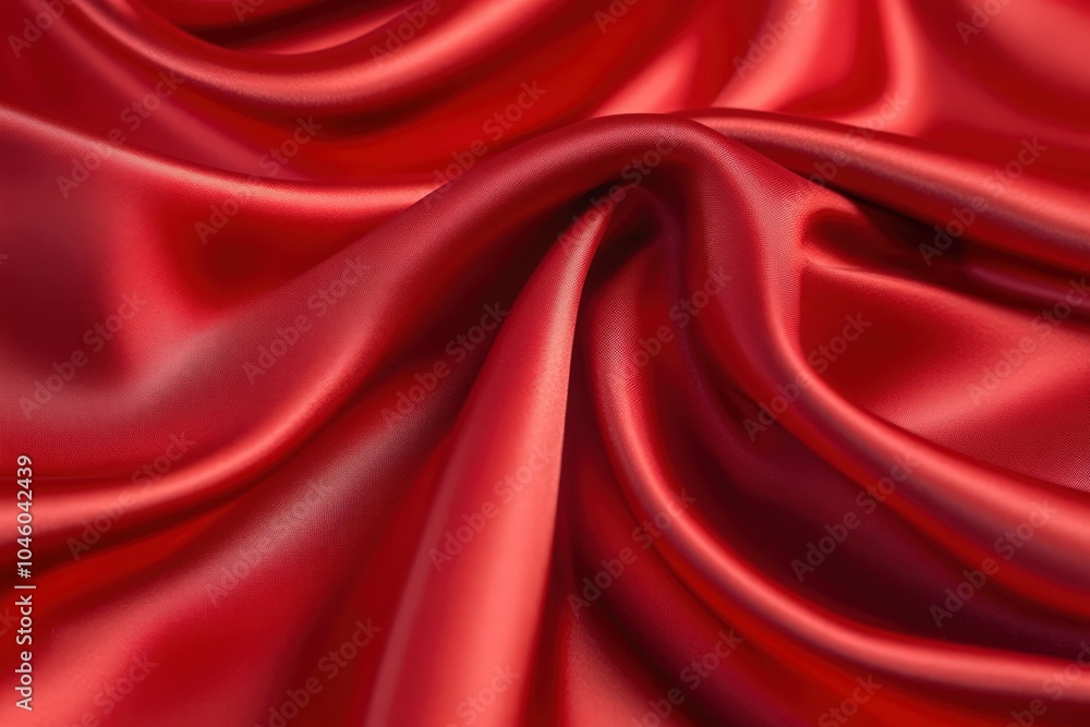 Obraz premium Elegant red satin fabric with a smooth, shiny surface and subtle folds