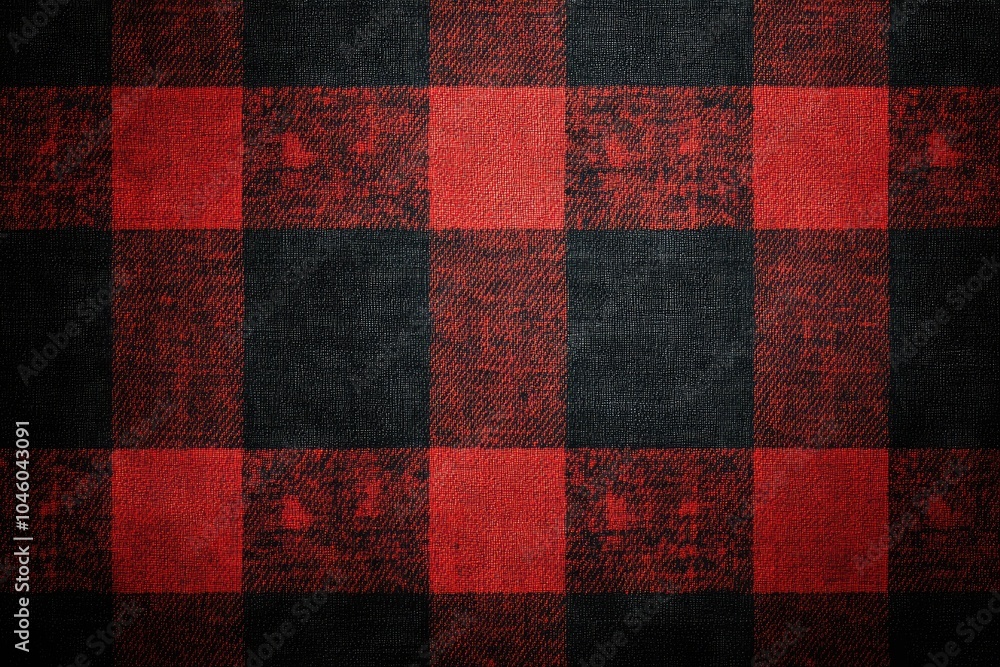 Fototapeta premium Red and black checkered fabric. Perfect for backgrounds, textures, and patterns.